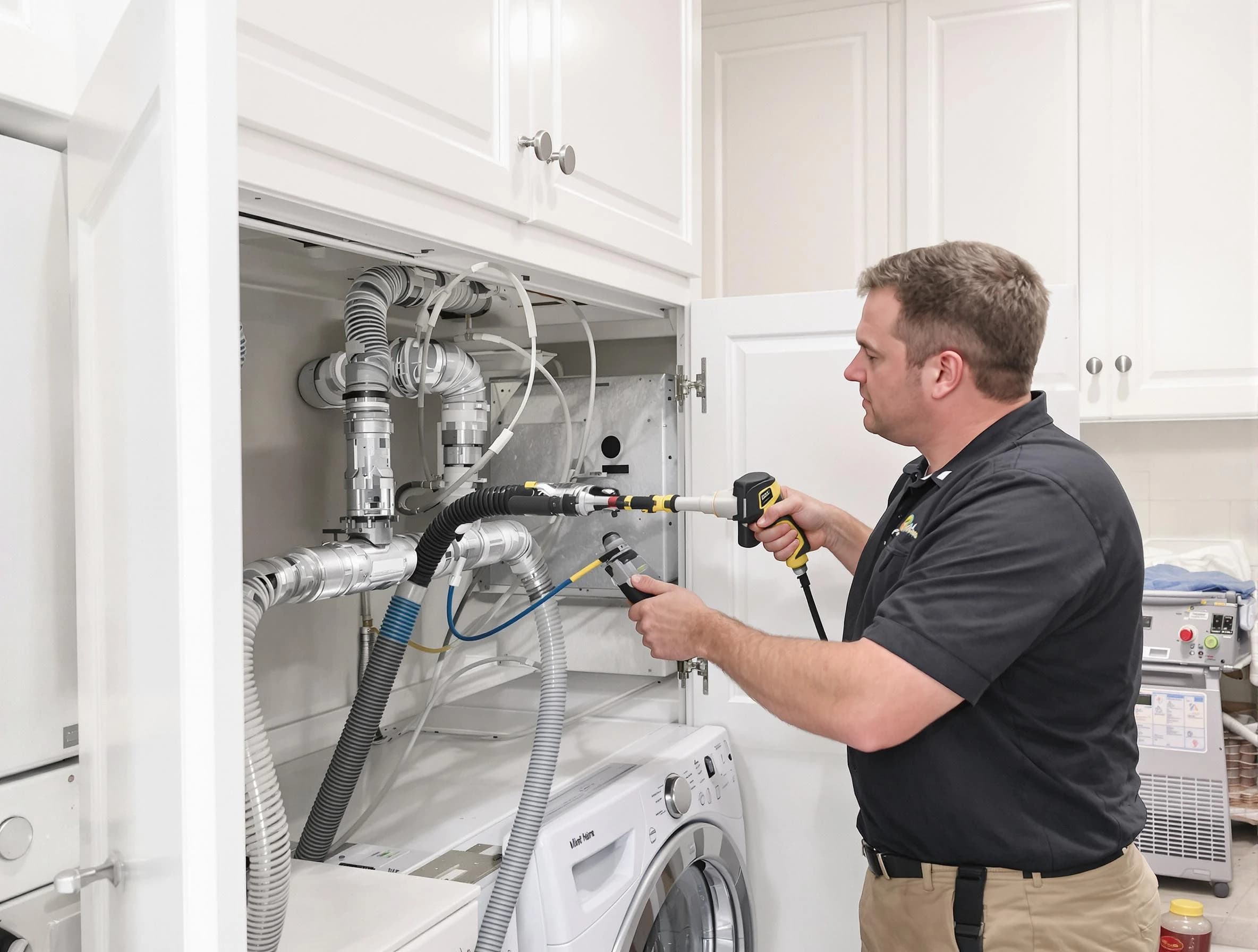 Goodyear Dryer Vent Cleaning professional removing severe blockage from a clogged dryer vent in Goodyear