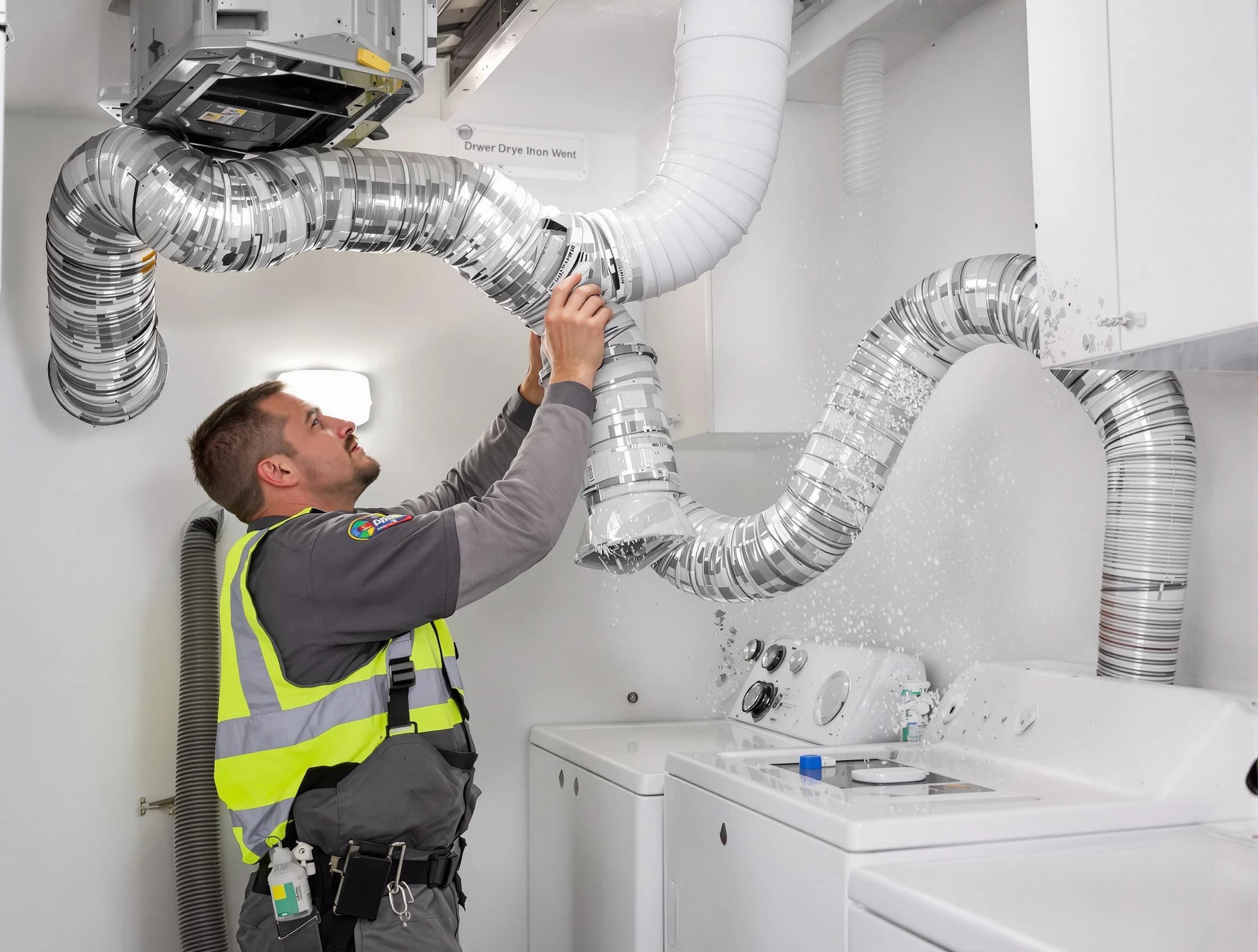 Goodyear Dryer Vent Cleaning technician performing detailed dryer exhaust vent cleaning at a home in Goodyear