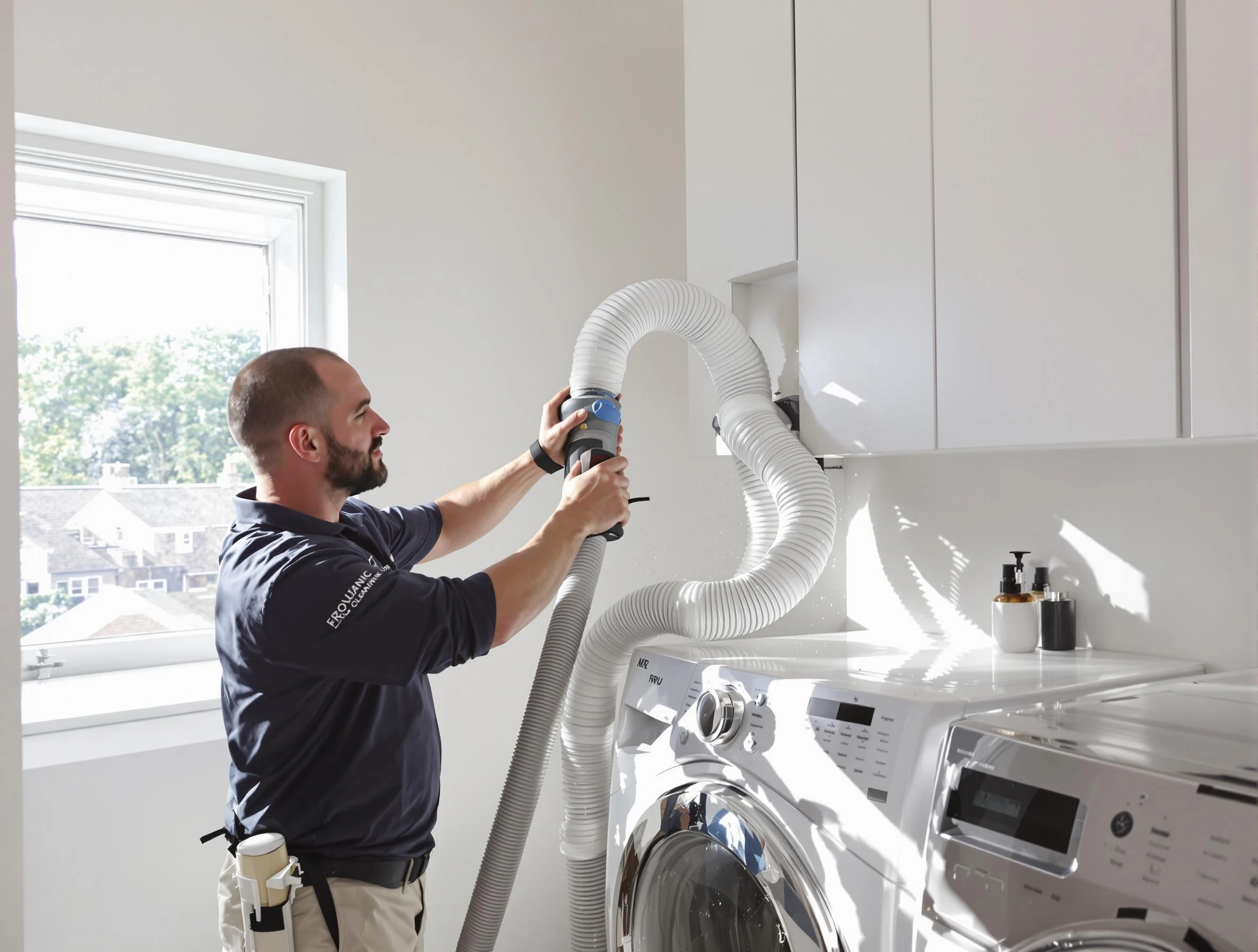 Certified Goodyear Dryer Vent Cleaning technician performing dryer vent cleaning in Goodyear