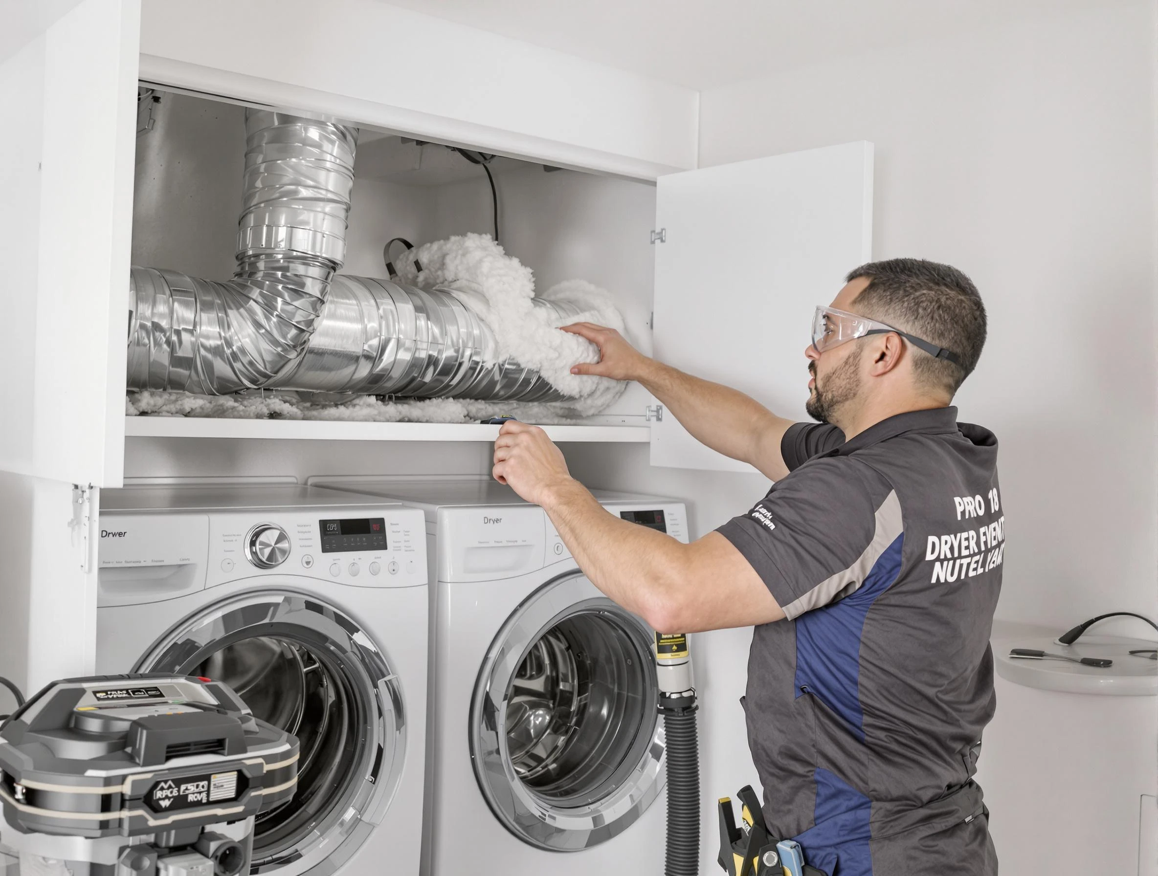 Goodyear Dryer Vent Cleaning certified technician performing specialized gas dryer vent cleaning in Goodyear